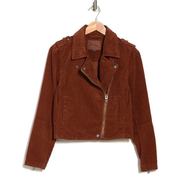 Blank NYC Corduroy Moto Jacket size Large Brown Crop Biker - Picture 3 of 16